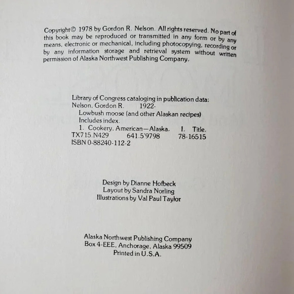 Lowbush Moose & Other Alaskan Recipes By Gordon R. Nelson 1973 - Picture 5 of 5